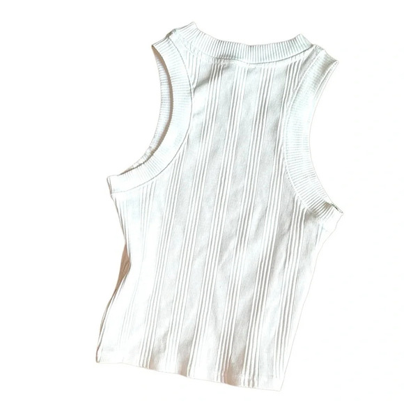 Zara Tank Top White Ribbed Stretch Size Small Excellent Condition Round Neck - Picture 6 of 7